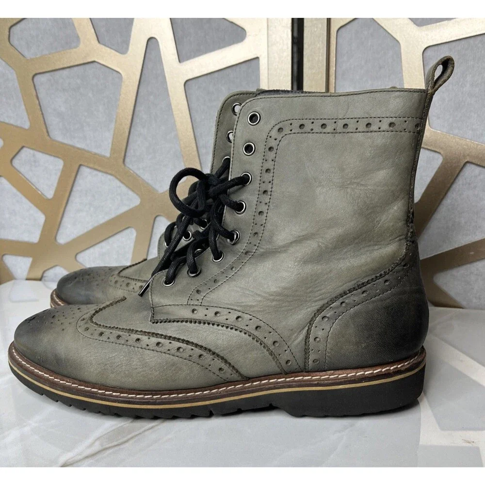 Michael Shannon Men shoes Leather Gray Boots sz Us 11 Wingtip